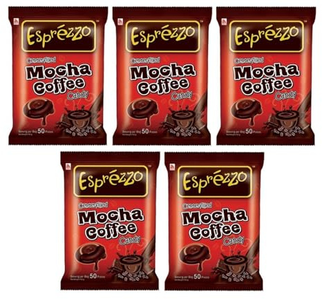 5er Pack - Esprézzo Kaffee Bonbons mit Mokka-Geschmack (5x 150g) | Mocha Coffee Candy | Kaffeecreme Füllung