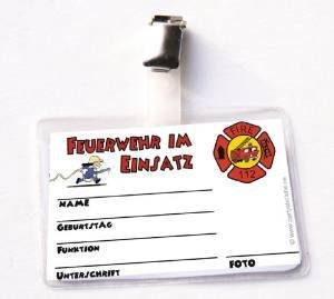 6x Feuerwehrausweis Feuerwehrmann Flo, Mitgebsel Feuerwehrparty (6 Stück)