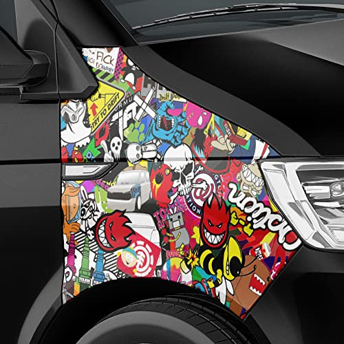 Auto-Dress Stickerbomb Auto-Folie mit Luftkanal-Technik für 3D Car-Wrapping (100x150cm, Design: Special, Farbe: Bunt, Finish: Glanz)