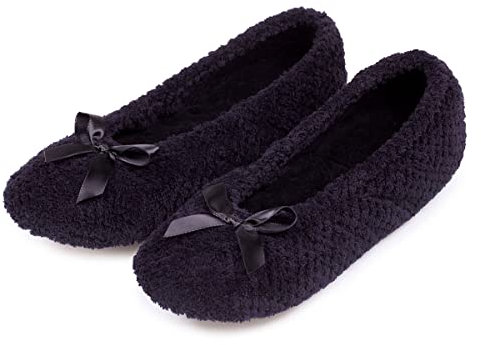 Isotoner Popcorn Ballet, Women Open Back Slippers, Black (Black), S UK (36/37 EU)