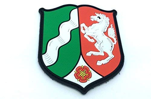 Patch Nation - 1x Nordrhein-Westfalen Wappen Deutsch Kamm PVC Klett Emblem Abzeichen - Rechteckig - Klettflicken - Patch - Heraldisch - Mehrfarbig - PVC - 65mm x 80mm