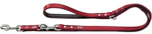 HUNTER BASIC Verstellbare Führleine für Hunde, beschichtetes Spaltleder, Kunstleder, witterungsbeständig, 1,8/200 cm, rot