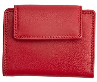 Josephine Osthoff Geldbörse Damen Portemonnaie klein KleinGeldbörse Herren Slim Münzbörse Geldbeutel mit Münzfach echt Leder RFID-Schutz (938), Farbe:Kirsche