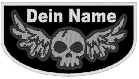 Aufnäher Flying Skull mit Wunschtext
