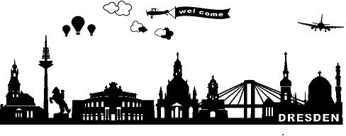 Wandtattoo wandaufkleber Aufkleber Wandsticker wall sticker Wohnzimmer Schlafzimmer Kinderzimmer City Stadt Dresden Skyline Landschaft 30 Farben zur Wahl wst23 motiv1 (030 dunkelrot, Größe1:ca.60x13cm)