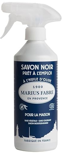 MARIUS FABRE – Flüssige schwarze Seife mit Olivenöl – Vielseitiger Reiniger, 100 % natürlichen Ursprungs – Traditionelle Herstellung – Ecocert-zertifiziert – Herkunft Frankreich – Sprühflasche 500 ml