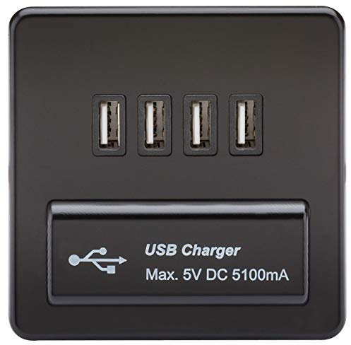 Knightsbridge sfavquadmb 1 G schraubenlos 5 V DC 5.1 A Quad USB-Ladegerät Steckdose mit Schwarz einfügen – matt schwarz