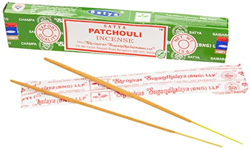 Satya Sai Baba Nag Champa Patchouli - Paquete de 15 Gramos, 1 Caja de 12 Paquetes