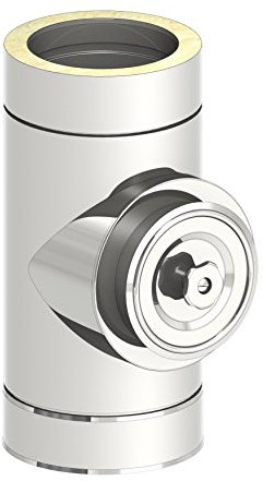 Reinigungselement rund (Deckel für Öl und Gas) für doppelwandige Schornsteine DW; Innen/Außen je 0,5 mm Wandstärke; Ø 130mm Innendurchmesser, Edelstahl