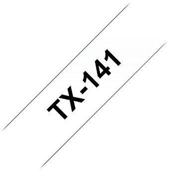 Brother TX-141 laminiert Schriftband 18 mm farblos / schwarz P-touch PC / 8000