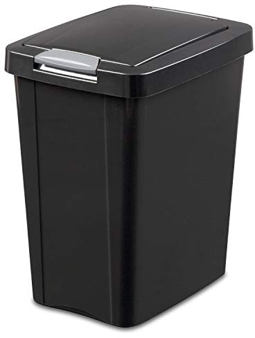 Sterilite 10439004 7.5 Gallon Black Plastic TouchTop Wastebasket