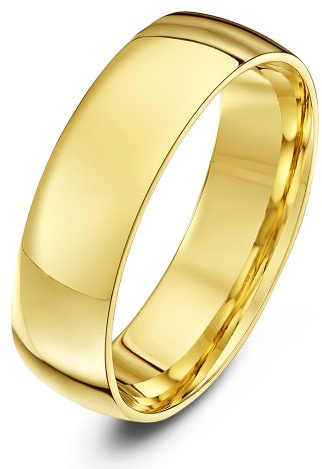 Theia Unisex Ehering 9 Karat Gelbgold, Massive Ovale Form, poliert, 6mm - Größe 74 (23.6)