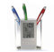 Office Pen Pencil Holder Desk Oragnizer with Alarm Clock Timer Temperature Calendar Pen Holder Digital Alarm Clock Electronic Desk Clock (Silver)