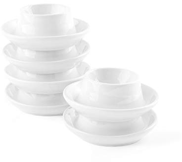 Holst Porzellan EB 1171 Porzellan Eierbecher Slimline 9 cm mit Kleiner Ablage, weiß, 8.5 x 8.5 x 3 cm, 6 Einheiten