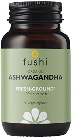 Fushi Ashwagandha Bio-Kräuterergänzung 340 mg, 60 Kapseln | Frisch gemahlene Vollwertkost | Adaptogen, Immunsystem und Energie | Ethisch & vegan | Ayurveda-Formel, bekannt als WithaniaSomnifera