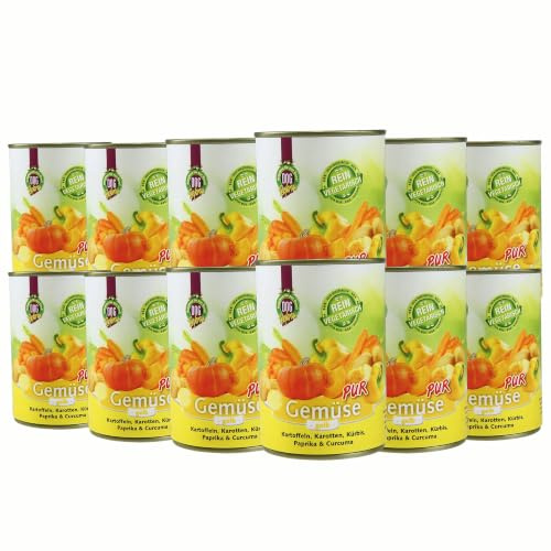 Schecker Nassfutter - 100% Gemüse pur - gelb - veggi - ideal zum Barfen - Diätfutter - Schonkost 12 x 410 g