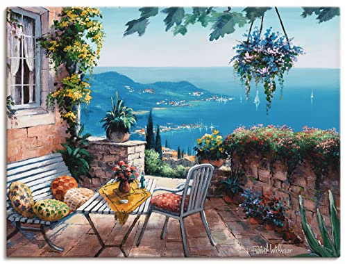 ARTLAND Wanddeko Leinwand Bilder Wandbild 60 x 45 cm Landschaften Garten Malerei Grün Zeiten der Ruhe B8PK