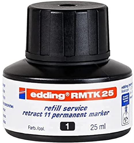 edding RMTK 25 Nachfülltinte - schwarz - 25 ml - mit Kapillarsystem, ideal zum sauberen und unkomplizierten Nachfüllen der edding Permanent Marker retract 11