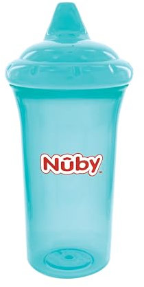 Nuby Auslaufsicherer Becher mit umkehrbarem Ventil, 266 ml, Aqua