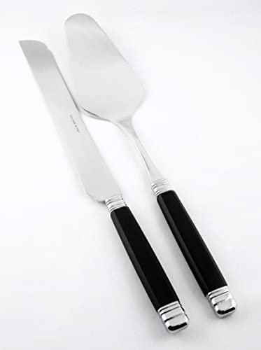 Rivadossi Rossini Nero - Set di Pala e Coltello per Torta, 2 Pezzi - 100% Made in Italy, Artigianalità e Design - Acciaio Inox 18/10