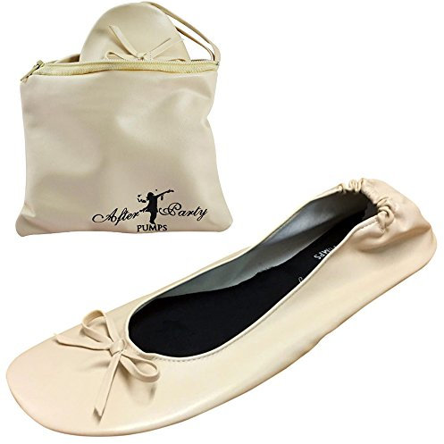 After Party Pumps®in The Nude Size UK 5-6 Ladies Roll Up Shoes Fold Up Pumps Foldable with Carrier Pouch