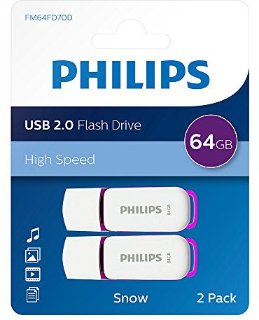 Philips Pack 2 USB 2.0 64GB Snow Edition Purple
