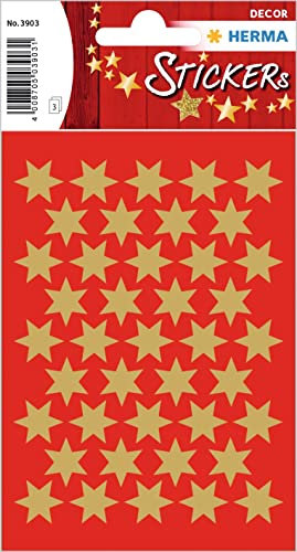 HERMA 3903 Aufkleber Sterne Gold klein, 123 Stück, 14 mm, Stern Sticker aus Papier, Weihnachtssticker Sternaufkleber für Weihnachten Geschenke Adventskalender Dekoration Kinder Belohnung DIY Basteln