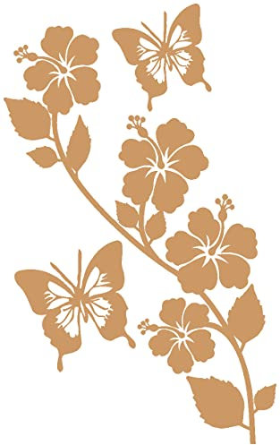 Samunshi® Blumenranke Wandtattoo kurz 25 x 40cm hellbraun
