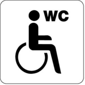 Aufkleber Behinderten-WC Folie selbstklebend 16 x 16 cm (Türschild, Rollstuhl) praxisbewährt, wetterfest