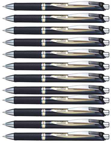 Pentel EnerGel Permanent Retractable Rollerball 0.5mm - Blue ink - Pack of 12