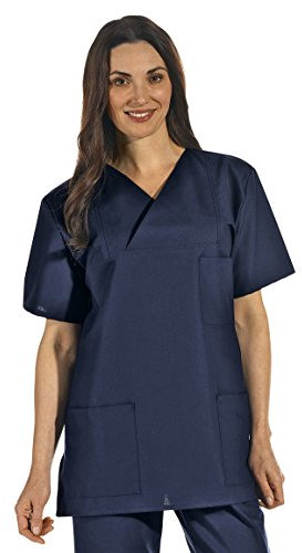 Leiber Schlupfjacke Marine, Gr. 00 - Damen & Herren Unisex, Kurzarm, V-Ausschnitt, 50% Baumwolle, 50% Polyester, Sterilisierbar, 34-36