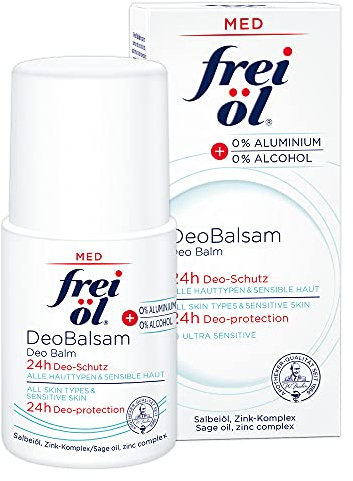 frei öl DeoBalsam, Deodorant, ohne Alkohol, ohne Aluminium, schützt 24 Stunden, antibakteriell mit Zink-Komplex, Deoroller, vegan, 50 ml