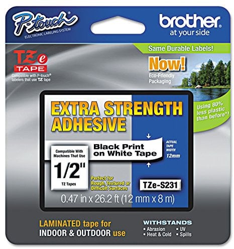 Brother Schriftband TZe-S231, 12 mm, schwarz auf weiß