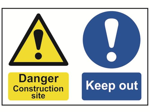 Scan SCA4005 Self adhesive PVC sign - Danger Construction site Keep out - 600 x 400mm
