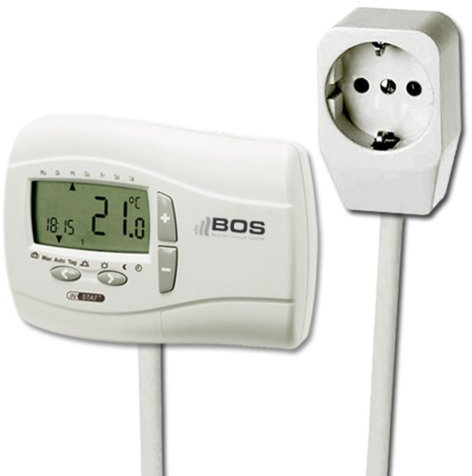 Eberle Instat plus 3R Uhrenthermostat Raumtemperaturregler mit 1,8 m Kabel und Stecker 16 A für Elektroheizung