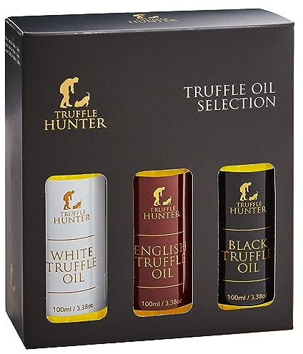 TruffleHunter – Trüffelöl-Set mit englischen, schwarzen und weißen Trüffeln – Natives Olivenöl extra & Kaltgepresstes Rapsöl – 100 ml x 3