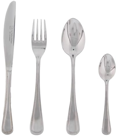Albert de Thiers - Ménagère 24 Pièces - Acier Inoxydable - Finition Argentée - Épaisseur Fourchette 2.5 mm - Design Élégant - Livrée en Coffret Cadeau, Argent