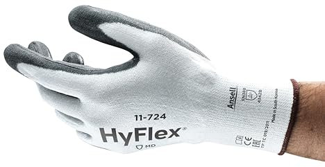 Ansell HyFlex 11-724 Schnittschutz-Handschuhe, Mechanikschutz, Weiß, Größe 7 (12 Paar pro Beutel)