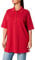 Ulla Popken Damen Basic Poloshirt Langarmshirt, Mohn, 54-56 EU