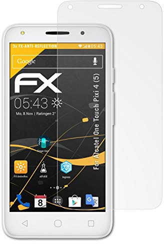 atFoliX Panzerfolie kompatibel mit Alcatel One Touch Pixi 4 (5) Schutzfolie, entspiegelnde und stoßdämpfende FX Folie (3X)