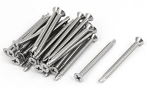 sourcingmap 30pcs Vis Autotaraudeuse à Tête Fraisée Cruciforme Vis Autoperceuse Vis Autoforeuse M4.8 x 60 mm #10 Filetage Mâle