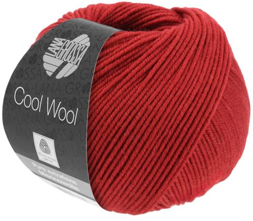 LANA GROSSA Cool Wool Uni | Extrafeine Merinowolle waschmaschinenfest und filzfrei | Handstrickgarn aus 100% Schurwolle (Merino extrafein) | 50g Wolle zum Stricken & Häkeln | 160m Garn FB 514