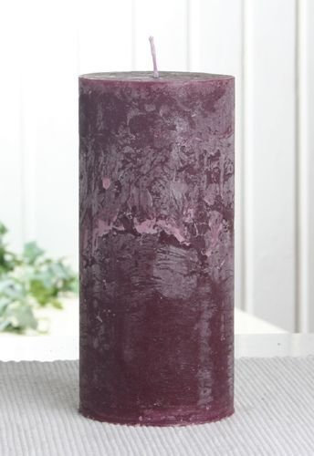 Rustik-Stumpenkerze, 15 x 7 cm Ø, Pflaume-Burgund