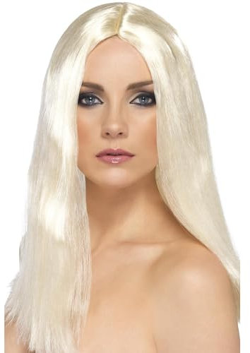 Smiffys Star-Stil Perücke, Blond, 44cm / 17in lang, glatt Halloween