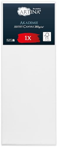 Artina Canvas Toile Peinture 30x80 cm – Tableau Peinture Châssis Entoilés en Bois FSC© – Tableau a Peindre Blanche 100% Coton 280g/m² – Toiles à Peindre Stable Akademie