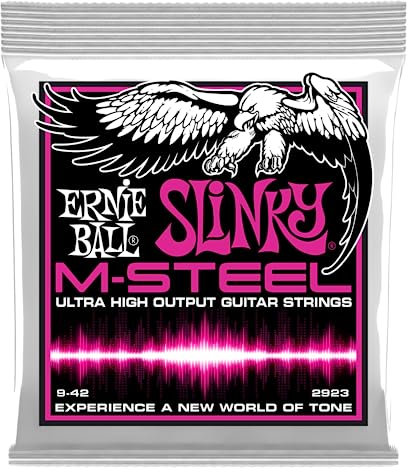 Ernie Ball Super Slinky M-Steel - Cuerdas para guitarra eléctrica, calibre 9-42