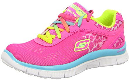 Skechers Girls Casual Trainers Serengeti 8189L - Neon Pink Textile - UK Size 12.5 - EU Size 31 - US Size 13.5