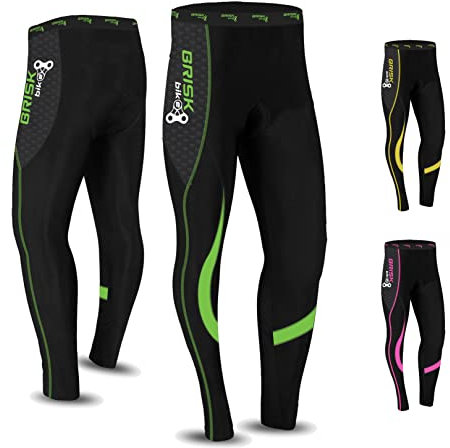 Brisk Bike Thermo-Radhosen Fahrradhosen Radsport-Leggings Fahrradhosen Radlerhosen gepolsterte Radhosen professionelle Radhosen Fahrradkleidung Mountainbike (Black/Green, L)