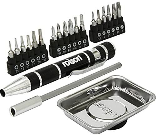 Rolson 28236 Mag Tray Precision Screwdriver - Silver (21-Piece)