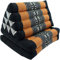 GURU SHOP Thaikissen, Dreieckskissen, Kapok, Tagesbett mit 2 Auflagen - Schwarz/orange, 30x50x120 cm, Asiatisches Sitzkissen, Liegematte, Thaimatte